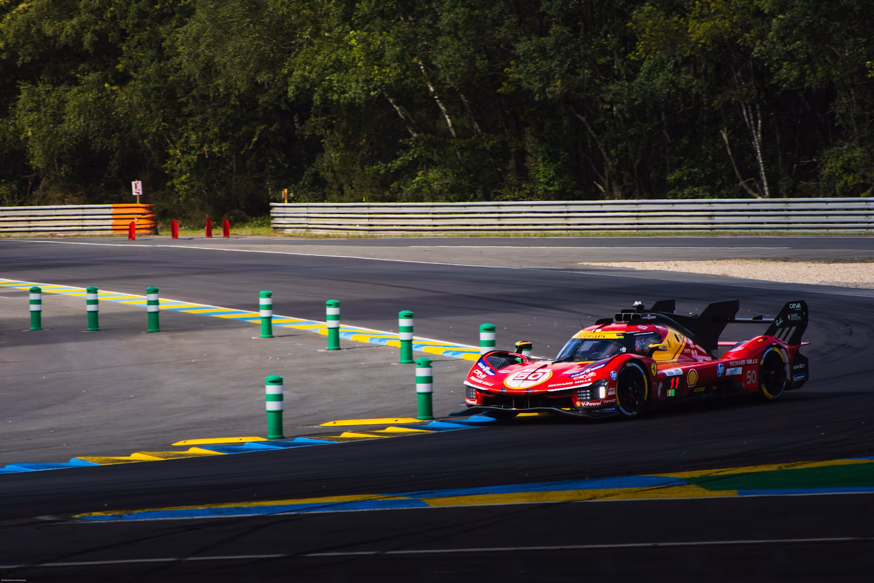 Ferrari 499p during the 2026 24 Heures du Mans at Circuit de la Sarthe.